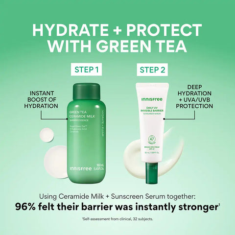 Daily UV Invisible Barrier Sunscreen Serum Broad Spectrum SPF 47 with Green Tea